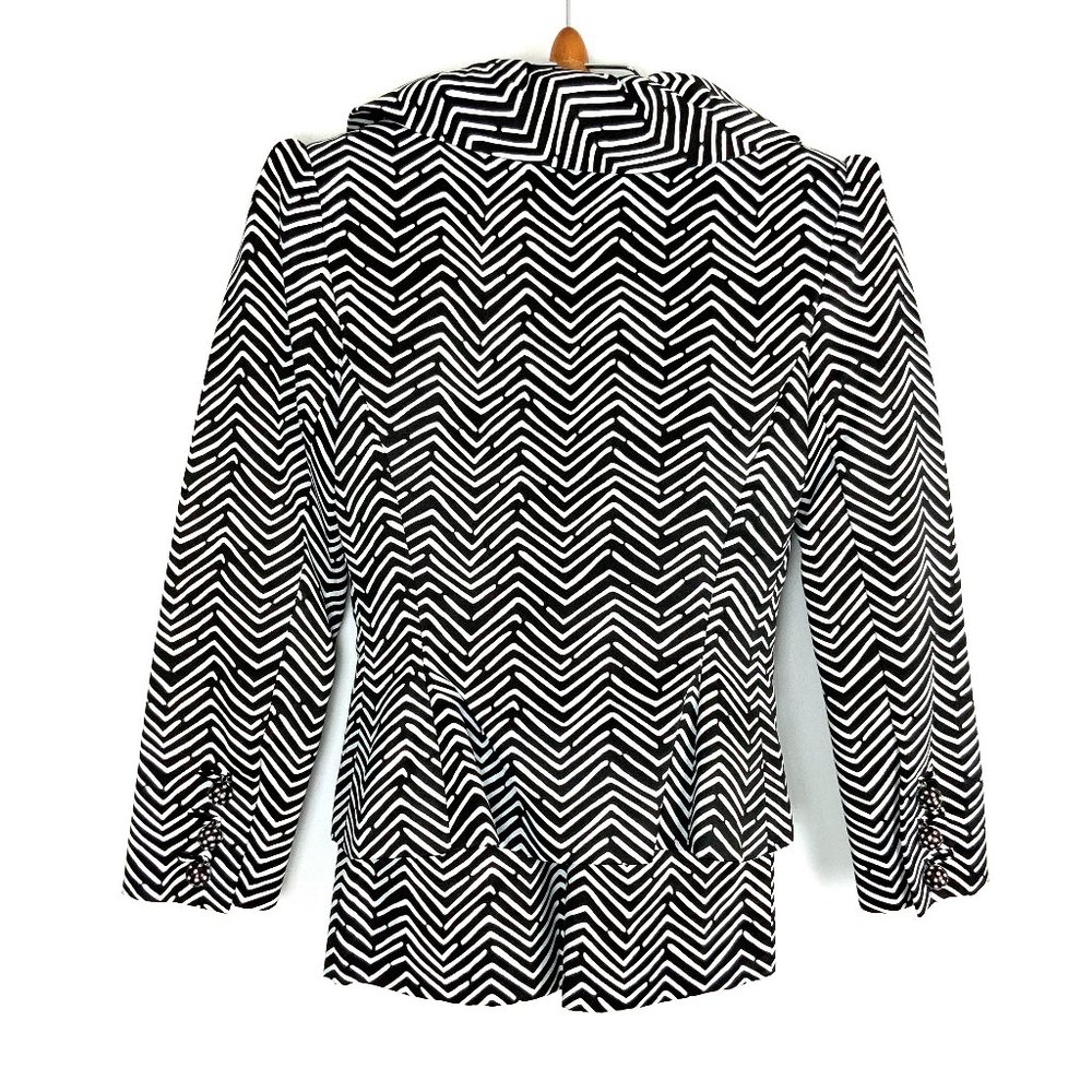 Vintage Monteverdi Couture Genova Luxury Silk Black & White Shevron Suit Sz 4 -2 - Picture 6 of 16